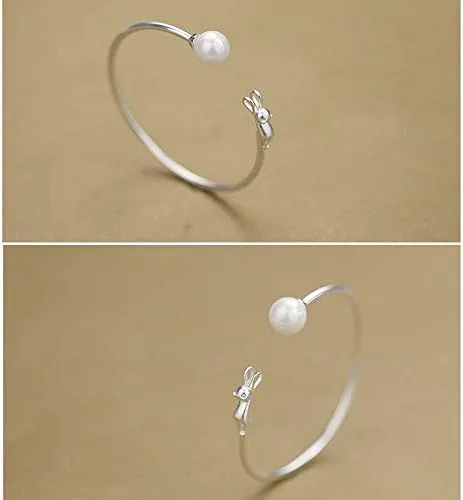 Miniatura 4 de Personality New Art - Pulsera abierta de plata de ley 925 con perlas de gato calidad