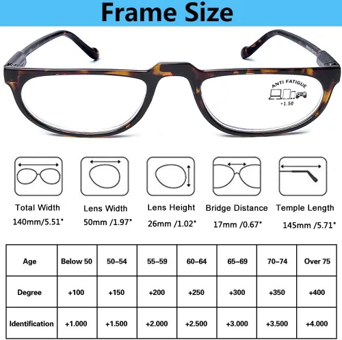 Miniatura 4 de AQWANO Half Frame Readers Computer Reading Glasses Blue Light Blocking Lightweight