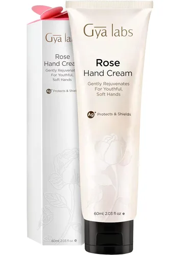 Gya Labs Crema de manos rosa (2 onzas) hidratante para manos secas y piel agrietada, enriquecida con manteca de karité y aceite de rosa puro, tamaño