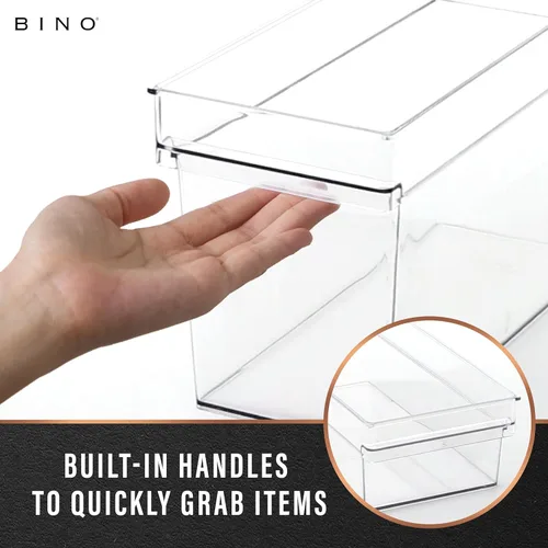 Miniatura 4 de BINO Contenedores de almacenamiento de plástico, pequeños y poco profundos THE HANDLER COLLECTION Contenedores organizadores multiusos