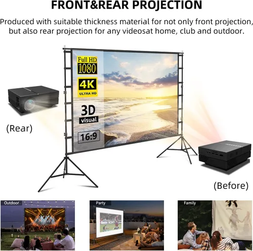 Miniatura 3 de Pantalla de Proyector y Soportes, Pantallas de Proyección Grandes Mejoradas Fáciles de Configurar 102H''*104W'' 16:9 Perfectance para Presentaciones