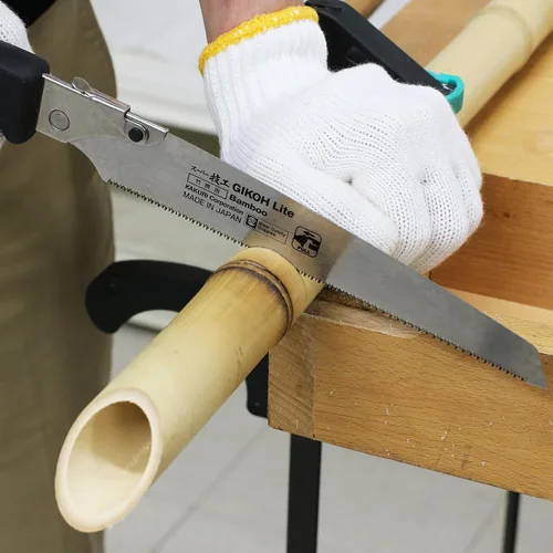 Miniatura 2 de KAKURI Sierra de mano japonesa [corte de bambú] Sierra de tracción japonesa de 8-1/4 pulgadas con cubierta de cuchilla, fabricada en Japón