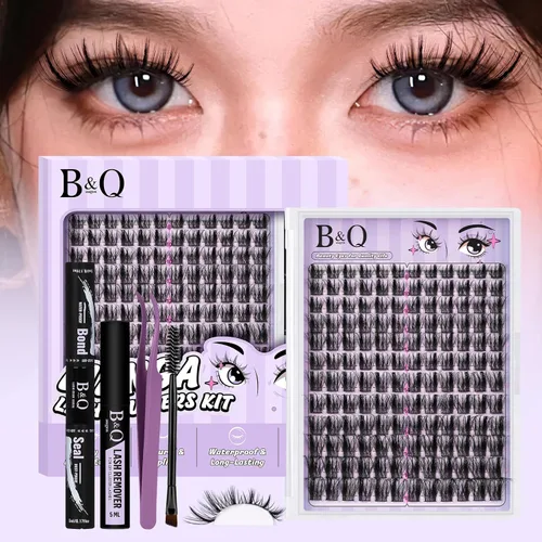 Miniatura 16 de B&Qaugen Pegamento de pestañas impermeable de 0.3 fl oz para pegar y sellar pestañas para racimos de pestañas, 72 horas, pegamento de pestañas negro