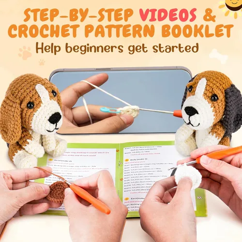 Miniatura 2 de Kit de ganchillo Crochetta para principiantes, kit de ganchillo para principiantes para adultos con videotutoriales paso a paso, kits de animales