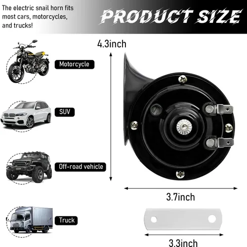 Miniatura 2 de Yourkar - Bocina de coche fuerte, 12V impermeable, bocina eléctrica de caracol de 303DB, tono alto, reemplaza para coches, SUV, camiones