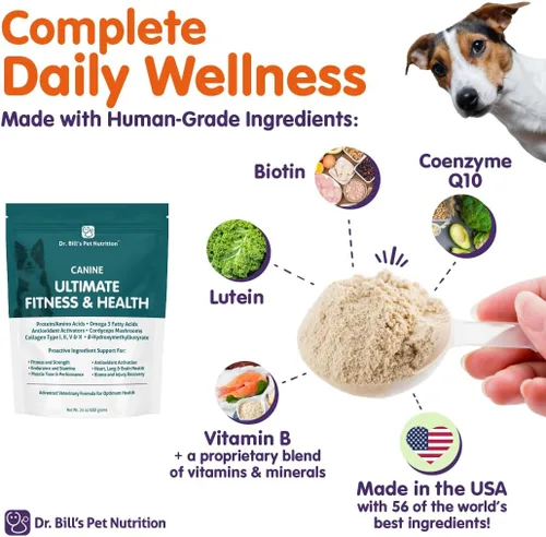 Miniatura 5 de Dr. Bill's Canine Ultimate Fitness & Health - Multivitamínico diario para perros para energía, longevidad y apoyo de todo el cuerpo - Suplemento