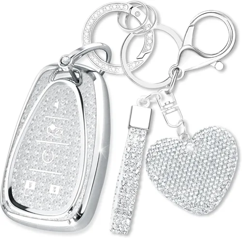 Miniatura 9 de Funda para llavero con llave de diamante en forma de corazón, funda para llave de coche compatible con Chevrolet Equinox Malibu Cruze Traverse