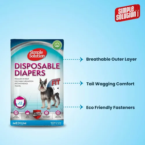 Miniatura 4 de Simple Solution Pañales para perros desechables, 12 unidades, M