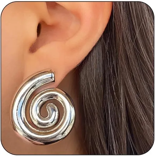 Miniatura 8 de Aretes de aro de oro gruesos para mujer, ligeros, con forma de gota de agua, aretes de aro abiertos y huecos en forma de lágrima, plata y oro