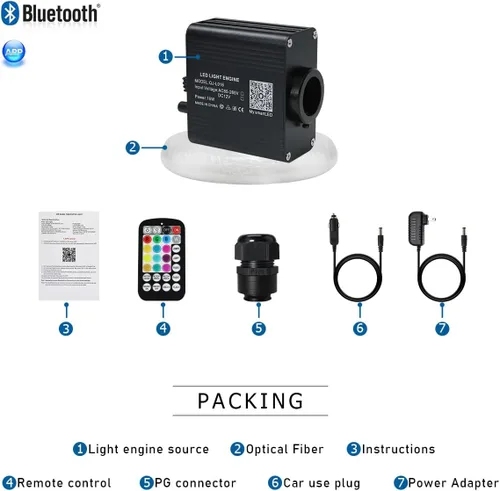 Miniatura 9 de AKEPO - Kit de luz musical RGBW de 16 W, parpadeante, de tamaño pequeño, fibra óptica, controlada a través de aplicación, 295 unidades, 9.8 pies