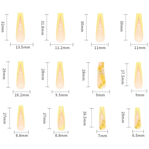 Miniatura 3 de Uñas postizas largas a presión, punta francesa de bailarina, 24 uñas postizas reutilizables de cobertura completa con pestañas adhesivas, uñas