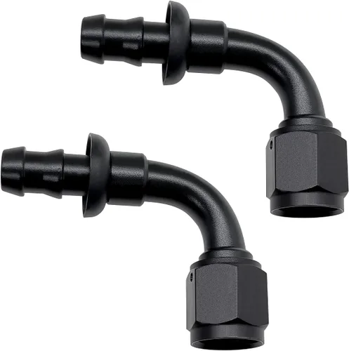 Miniatura 8 de YSIL 10AN de hembra a 5/8" Manguera estriada 45 grados giratoria de aluminio con bloqueo de empuje, conector de extremo de manguera para línea