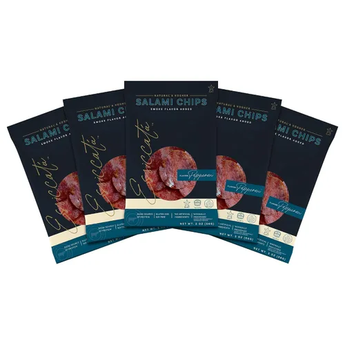 Miniatura 8 de Meats Kosher Salami Chips - Salchicha en rodajas, carne de embutidos - Natural, amigable con Halal - 2 onzas, original, paquete de 5