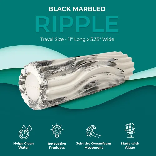 Miniatura 5 de Oceanfoam Ripple - Rodillo de espuma de viaje (11 x 3.35 pulgadas), mini rodillo de espuma firme para terapia física, masaje de tejido profundo