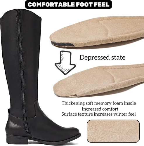 Miniatura 3 de Botas altas hasta la rodilla para mujer, elegantes y cómodas, con punta redonda, cierre de cremallera lateral, para otoño e invierno para mujer