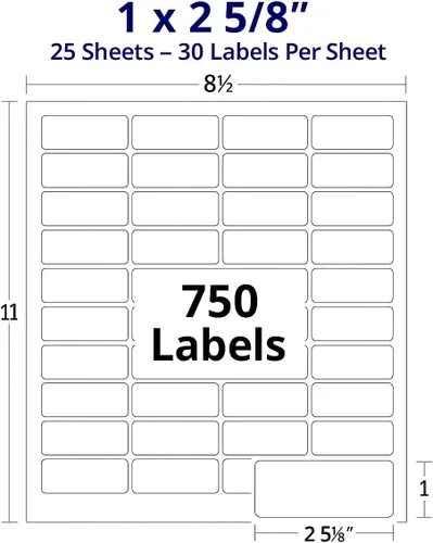 Miniatura 13 de Etiquetas de envío de direcciones imprimibles de fácil despegado, 1 pulgada x 2 5/8 pulgadas Adhesivo personalizable Blanco 300 etiquetas