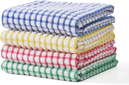 Miniatura 11 de Paño de cocina para cocina, 6 paquetes de trapos de limpieza de algodón en ondas de gofre, paño de cocina ultra suave súper absorbente para lavar