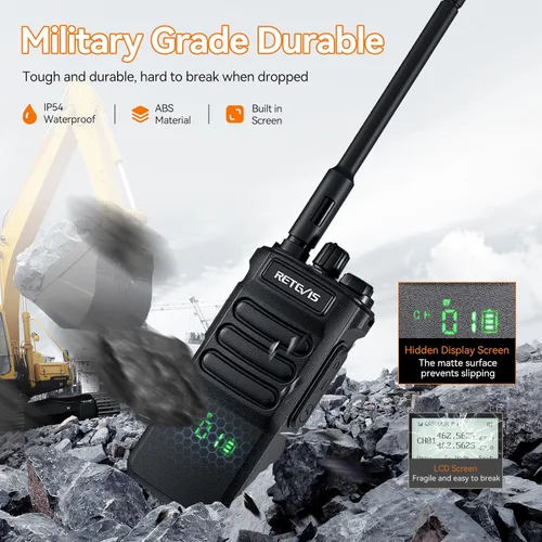 Miniatura 4 de Retevis Radio RT86 de 2 vías de largo alcance, radio profesional Walkie Talkies con micrófono, radios bidireccionales resistentes, alta potencia
