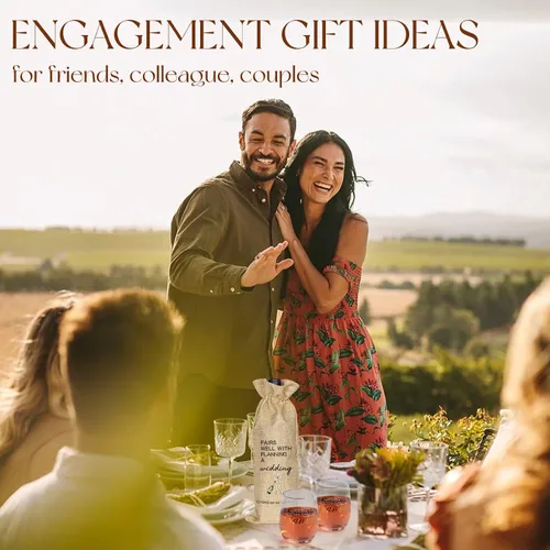 Miniatura 3 de Regalos de compromiso para parejas, juego de copas de vino y bolsas recién comprometidas, regalos de prometido para mujeres, su novia, decoraciones