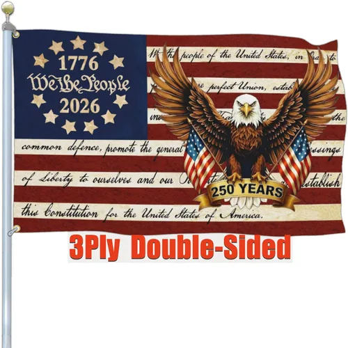 Bandera de 3 capas para aniversario estadounidense de 250 años, decoración de mercancía, 250 aniversario, bandera patriótica de Estados Unidos,