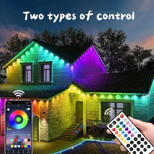 Miniatura 8 de Luces RGB Permanentes para Exteriores, Luces LED Inteligentes Impermeables para Aleros con Control de Aplicación/Remoto, Impermeables IP67 para DIY