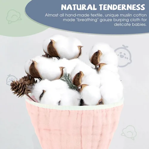 Miniatura 4 de MUKIN Paños de muselina para eructos y paño para eructos, suaves y absorbentes para niños y niñas, paquete de 5 baberos de algodón para recién