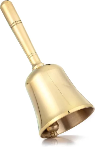 Miniatura 9 de Campana de Mano de Latón Sólido Pequeña y Muy Fuerte para Tocar en Bodas, Campanas de Mano para Personas Mayores al Lado de la Cama, Campana