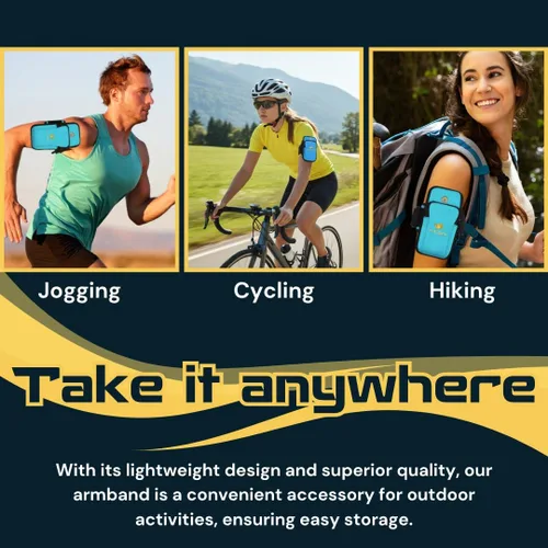 Miniatura 9 de Fitizen - Brazalete de teléfono para correr, color azul cielo, ajustable, resistente al agua, para iPhone y Android, para el ciudadano activo