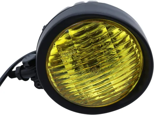 Miniatura 3 de Retro 4.5 "Faros delanteros de motocicleta con visera lente ámbar 4 1/2 pulgadas negro lámpara de cabeza vintage para Harley Sportster Dyna Softail