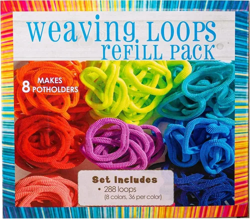 Miniatura 2 de Hapinest Loom Bands - Paquete de recambio para tejer agarraderas para niños, juego de 8 soportes para ollas e incluye 288 bucles en 8