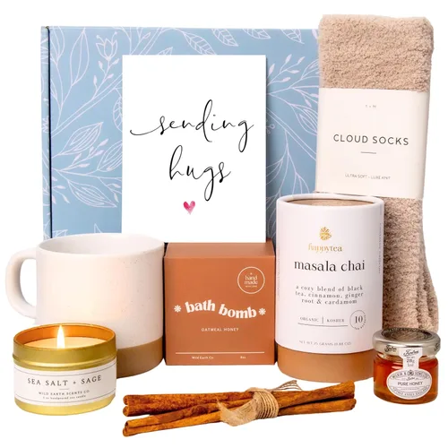 Miniatura 9 de UnboxMe Cesta de Regalo de Té Paquete de Cuidado para Mujeres - Caja de Cuidado Personal con Calcetines Cómodos, Taza, Té Chai, Miel y Canela, Que