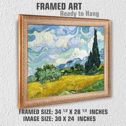 Miniatura 811 de A&T ARTWORK Campo de trigo con cipreses de Van Gogh Las reproducciones de arte clásico mundial, impresiones en lienzo giclée para decoración
