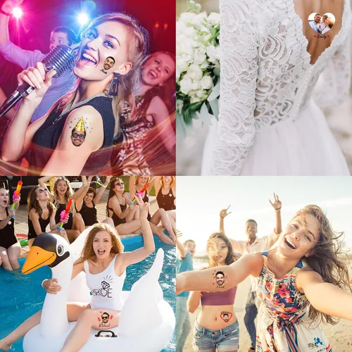Miniatura 5 de YESCUSTOM Tatuajes temporales personalizados con foto, tatuaje facial personalizado con logotipo para adultos, parejas, mujeres, hombres, tatuajes