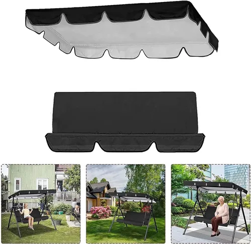 Miniatura 6 de Juego de fundas de repuesto para columpio de toldo, juego de repuesto para columpios de 2/3 plazas, protección para todo tipo de clima, columpios