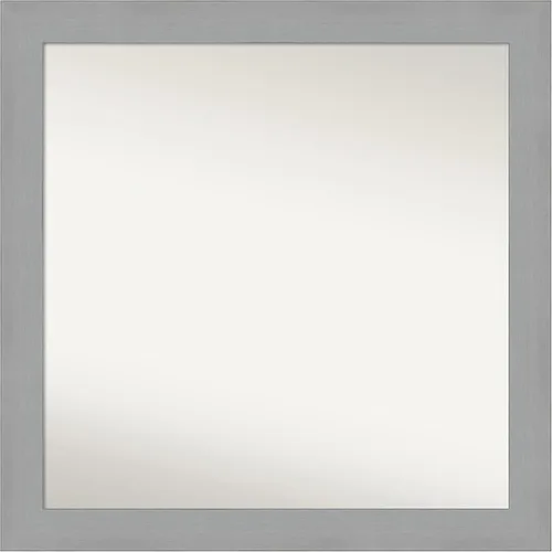 Miniatura 339 de Amanti Art Espejo de baño plateado para sobre fregadero, 23 x 23 pulgadas, espejo cuadrado plateado en ángulo, marco de madera moderno medio, se