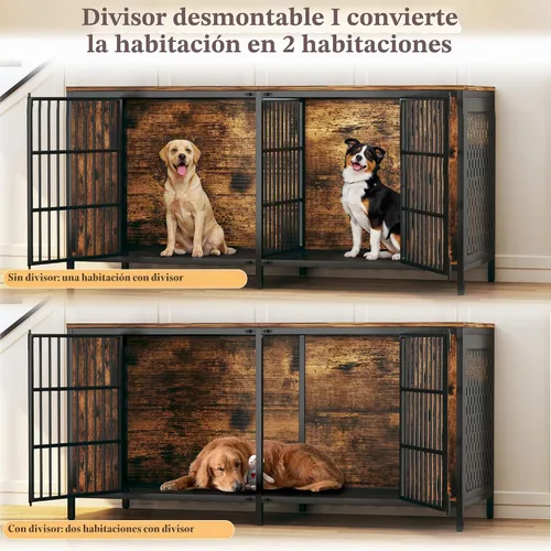 Miniatura 4 de Perrera para perros grandes con gancho, jaula resistente para perros extra grandes, a prueba de fugas y masticaciones, jaula para perros con alta