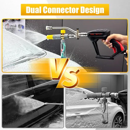 Miniatura 6 de Tool Daily Cañón de espuma con doble conector, cañón de espuma mini para lavadora a presión, 5 puntas de boquilla de rociador de lavado a presión