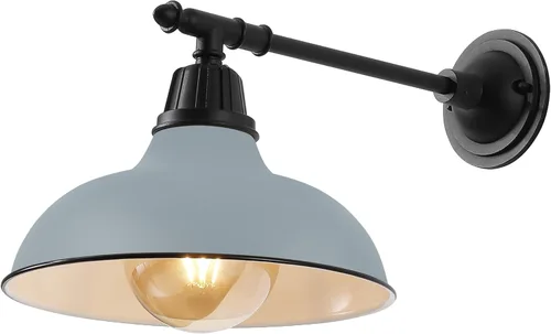 JONATHAN Y JYL7615K Wallace - Lámpara de 12.25 pulgadas, 1 luz de granja industrial para interiores y exteriores, con brazo victoriano, patio,