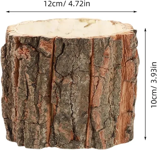 Miniatura 4 de Housoutil Jarrón de madera para centros de mesa, paquete de 3 jarrones de madera rústicos para tocón de árbol, cubo de flores de corteza de madera