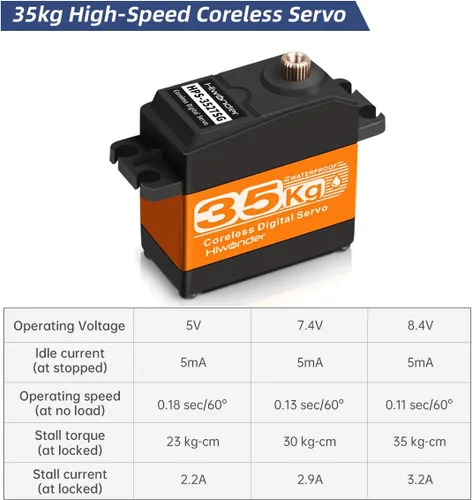 Miniatura 8 de Servo motor de 77.2 lbs de alto par de torsión sin núcleo Metal Gear impermeable digital y acero inoxidable Servo Arduino Servo para bricolaje