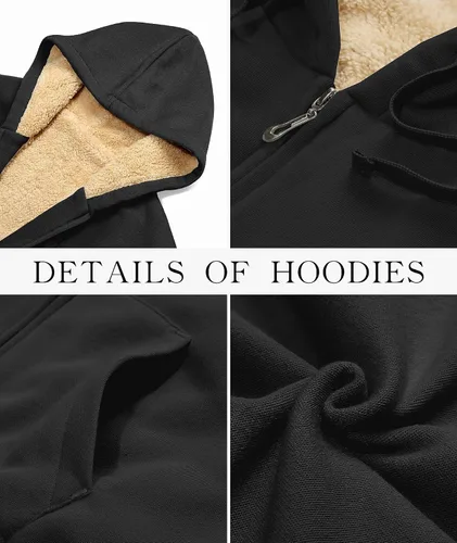Miniatura 5 de SWISSWELL Sudaderas con capucha para mujer, forro polar de invierno, con cremallera completa, forro de sherpa grueso