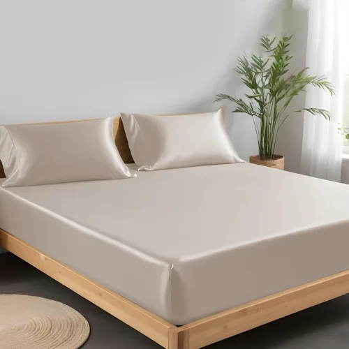 Miniatura 16 de LINENWALAS Tencel Lyocell Sábana bajera solo con ajuste seguro y cómodo en todo el contorno elástico de 16 pulgadas de profundidad, ropa de cama