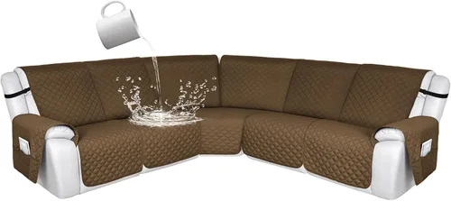 Miniatura 128 de HDCAXKJ Fundas de sofá seccional reclinable 100% impermeable, forma de L, funda de sofá reclinable lavable acolchada suave para mascotas, perro