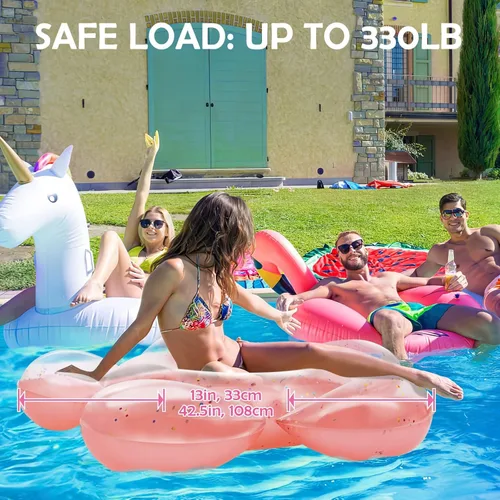 Miniatura 4 de HeySplash Pool Floats, Inflatable Pool Float, Large Floatie for Bachelorette Party, Swim Tube River Lake Beach Bride Wedding Decor Fun Toy Raft