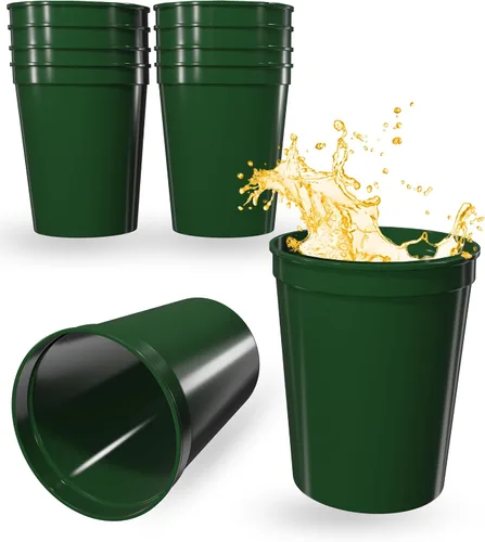 Miniatura 16 de PartyPrints Paquete de 100 vasos de plástico en blanco reutilizables de 10 a 12 onzas, vasos de estadio a granel, sin BPA, aptos para lavavajillas