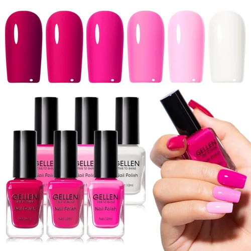 Miniatura 20 de GELLEN Juego de Esmalte de Uñas en 4 Colores Negro, Blanco, Gris & Base y Capa Superior, Esmalte de Uñas de Tendencia Otoño/Invierno Negro, Blanco