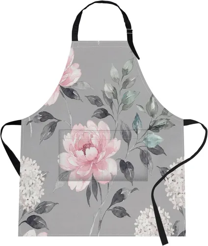 Miniatura 14 de Britimes Delantal de cocina para el hogar, cocina, horneado, jardinería, para mujeres y hombres, con bolsillos, beige, abstracto, textura