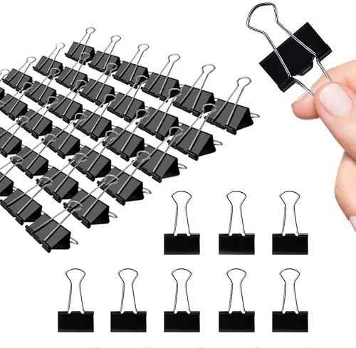 Clips medianos para carpeta, paquete de 144, 1 pulgada, negro, estándar de 0.984 in, capacidad de 0.47 pulgadas, clips pequeños de metal para papel,