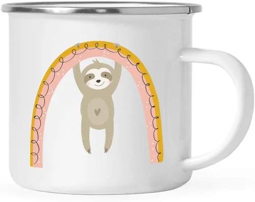 Miniatura 15 de Andaz Press Taza de chocolate caliente de acero inoxidable para niños, 11 onzas, perezoso arcoíris azul, paquete de 1, para niños, ideas