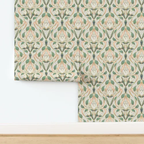 Miniatura 4 de Papel tapiz para despegar y pegar, diseño Art Nouveau Blossom Floral Nature Blossoms Elegante papel pintado extraíble personalizado por Spoonflower